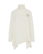 Jumper Of Cashmere Blend With Brooch