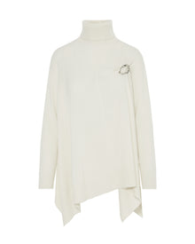 Jumper Of Cashmere Blend With Brooch