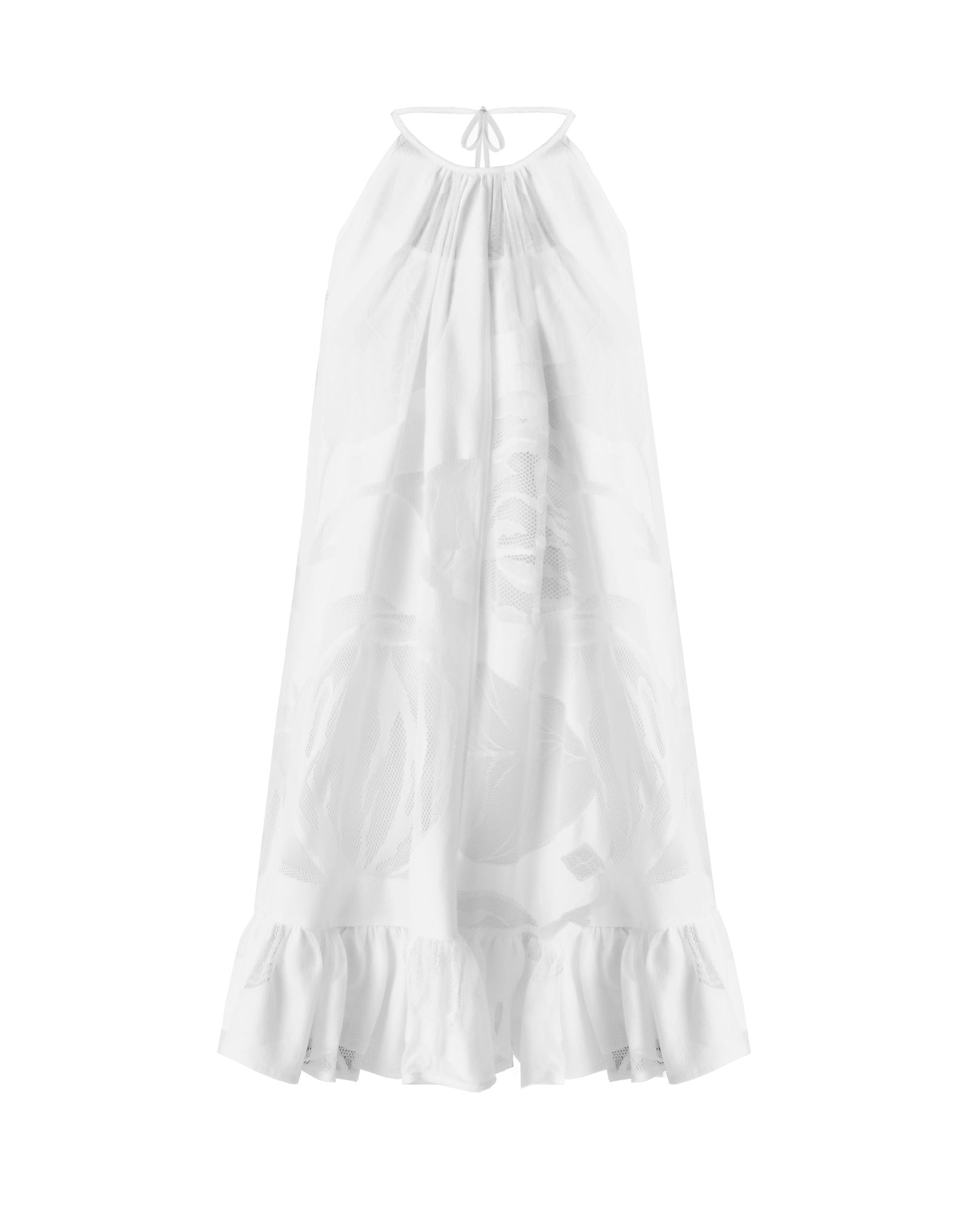 short dress with "foliage"  mesh lace