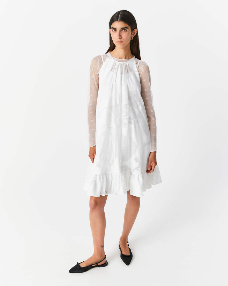 short dress with "foliage"  mesh lace