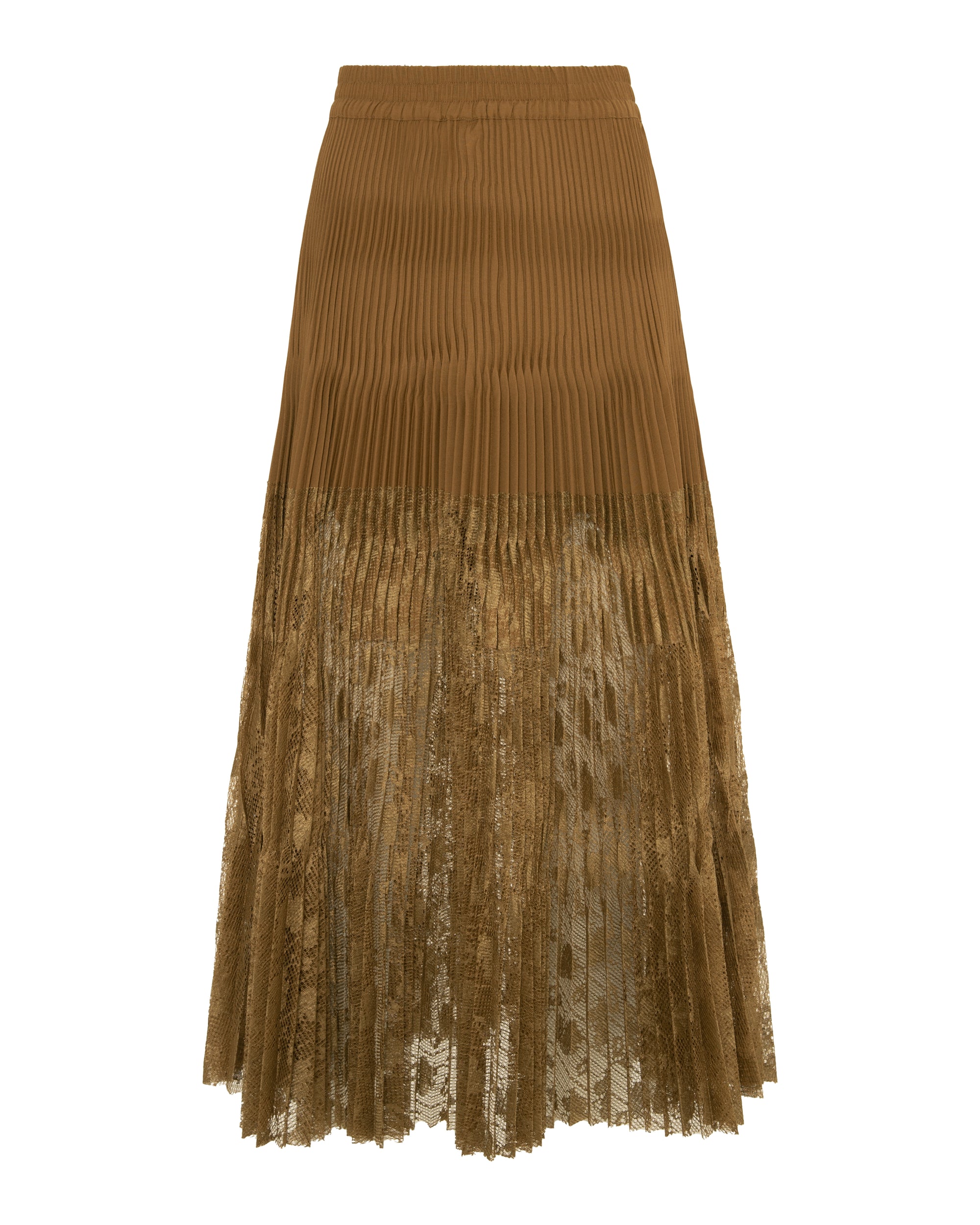 PLEATED SKIRT WITH LACE INSERTS