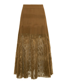 PLEATED SKIRT WITH LACE INSERTS