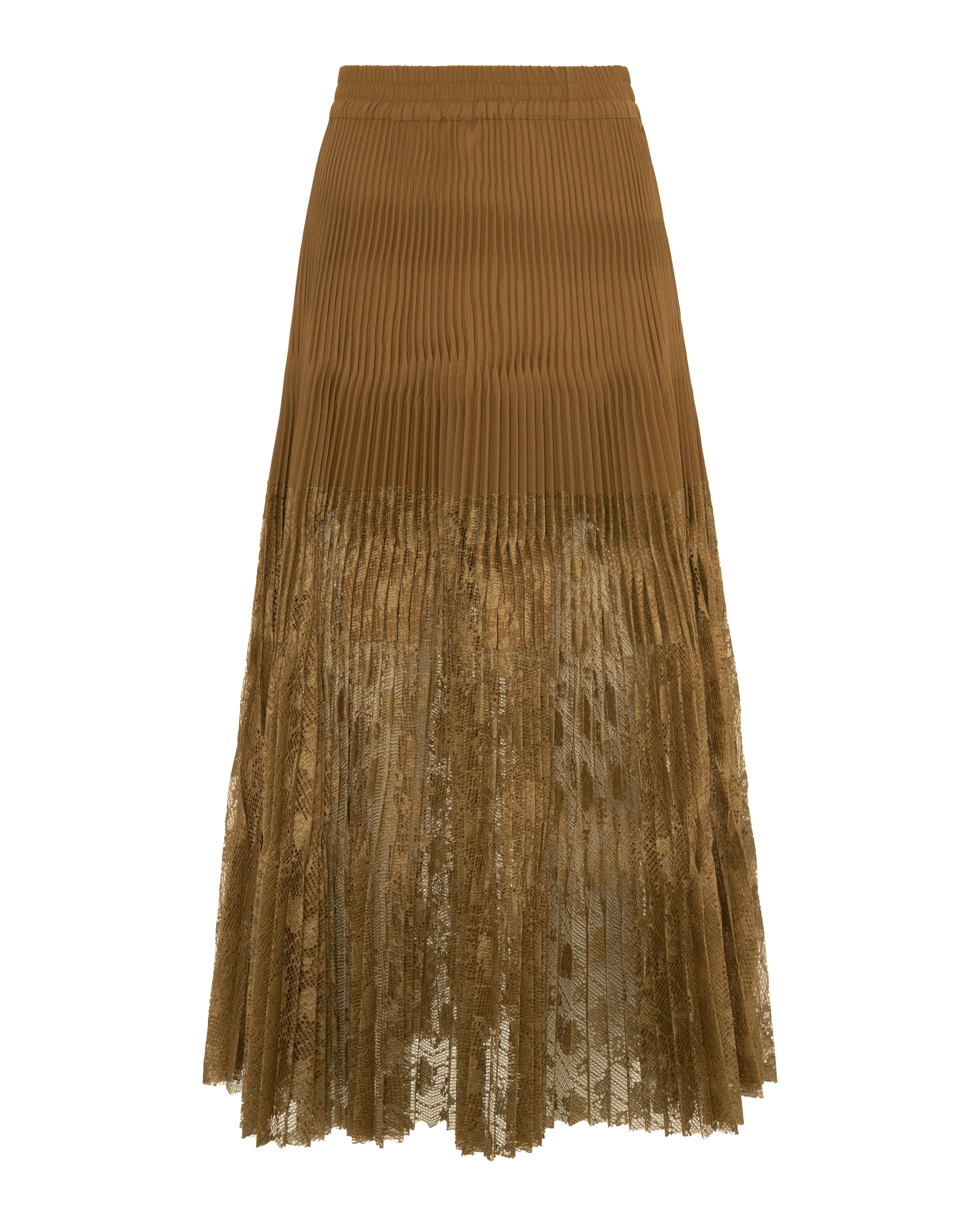 PLEATED SKIRT WITH LACE INSERTS