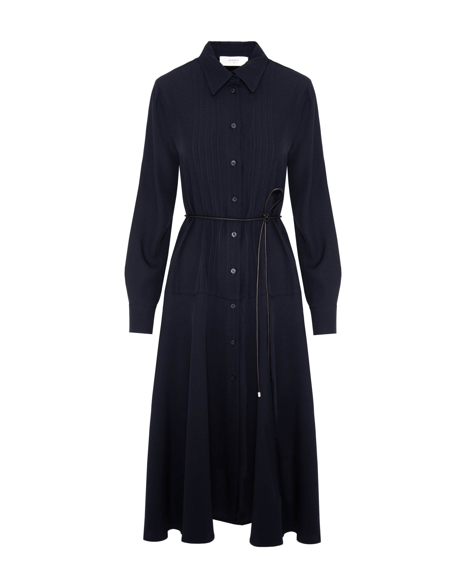 CHEMISIER DRESS WITH RIBBING AND BELT
