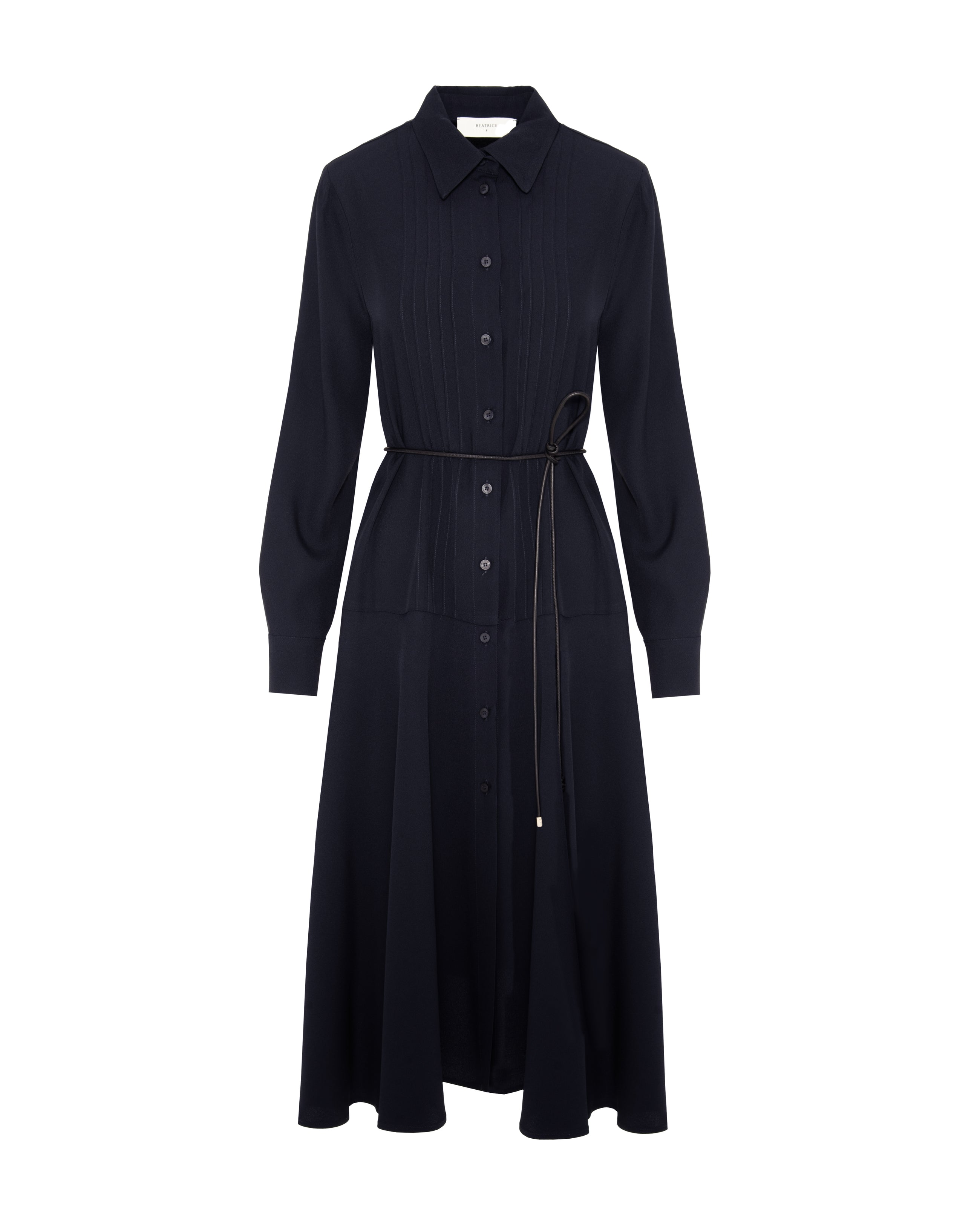 CHEMISIER DRESS WITH RIBBING AND BELT