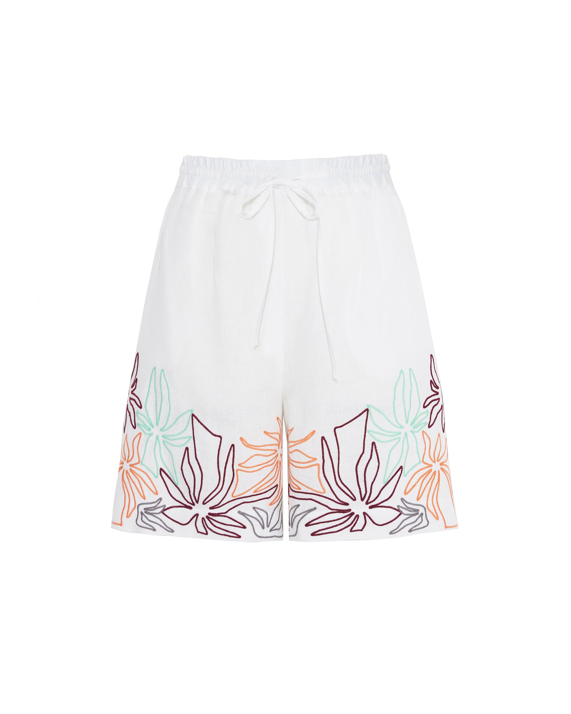 Pantaloncini in lino con ricamo
