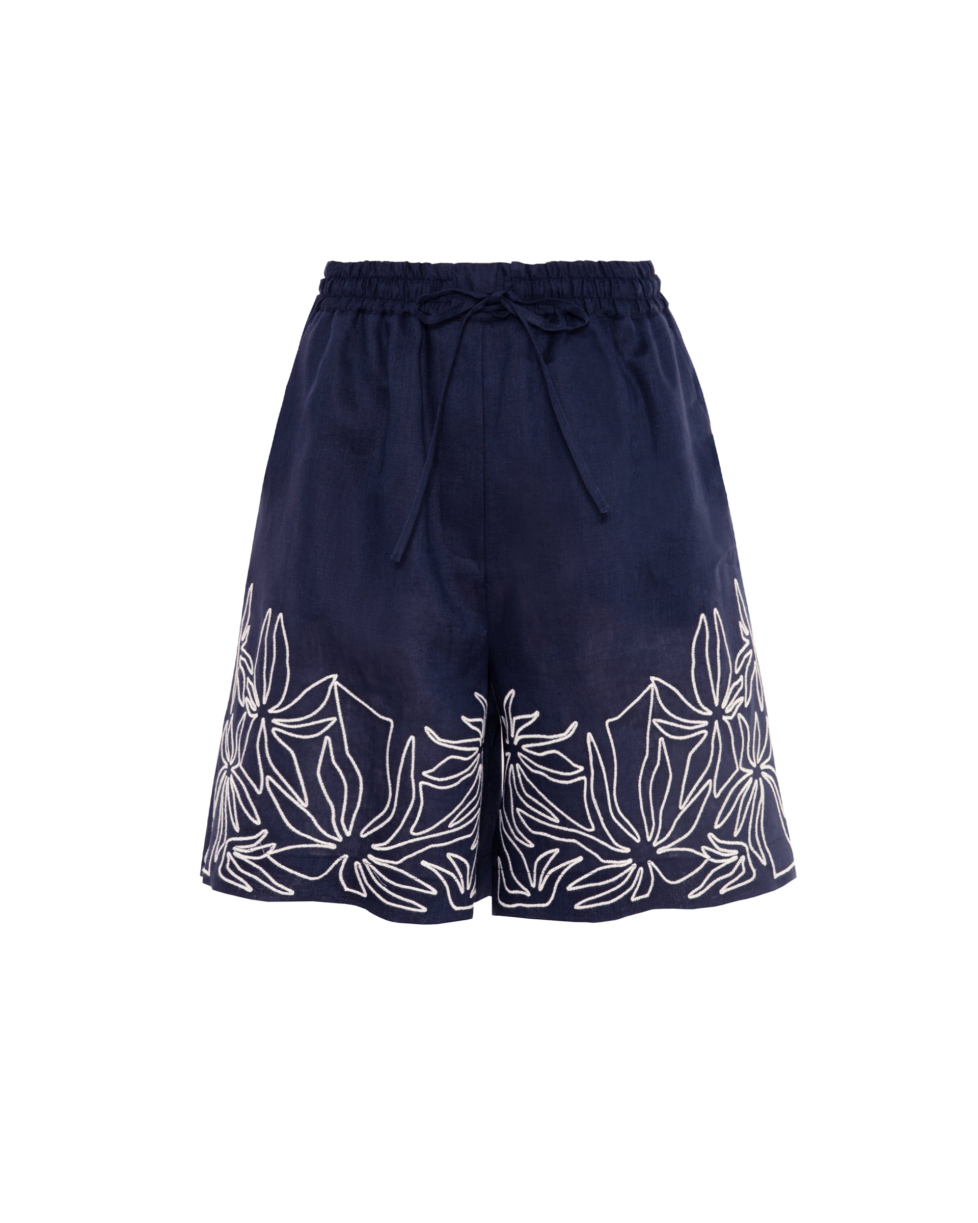 Pantaloncini in lino con ricamo