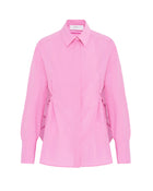 Camicia in cotone con schiena scoperta e maxi volant