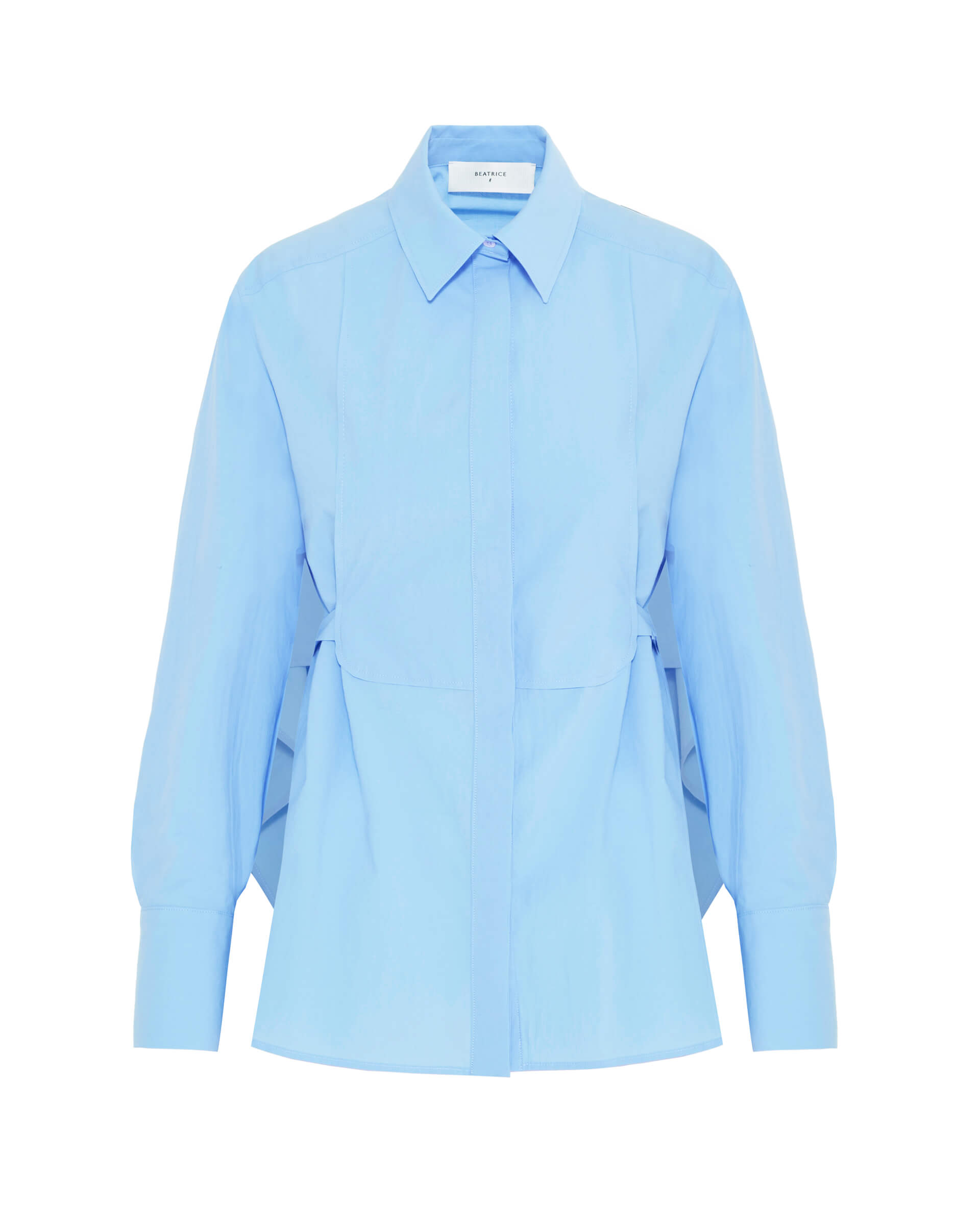 Camicia in cotone con schiena scoperta e maxi volant