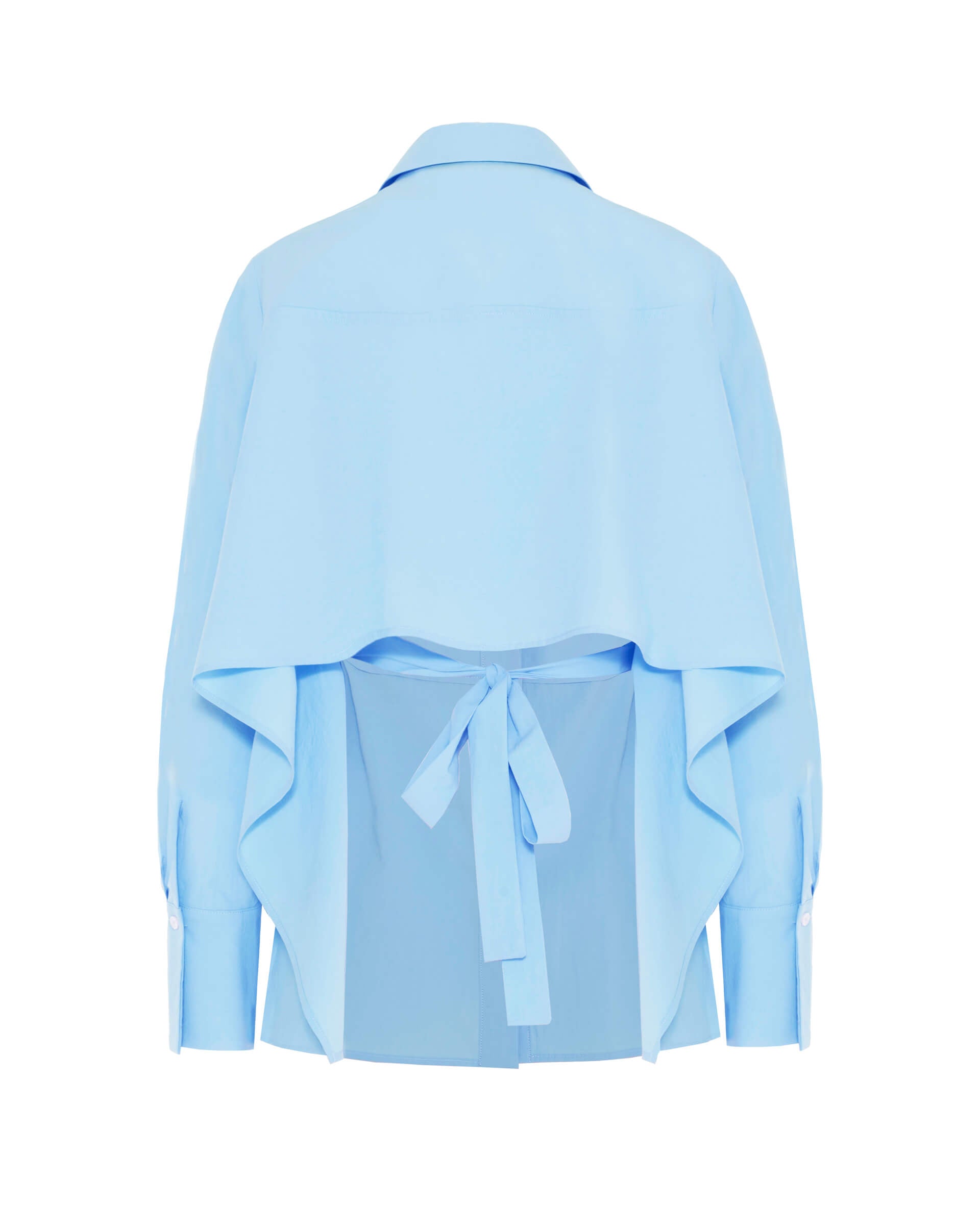 Camicia in cotone con schiena scoperta e maxi volant