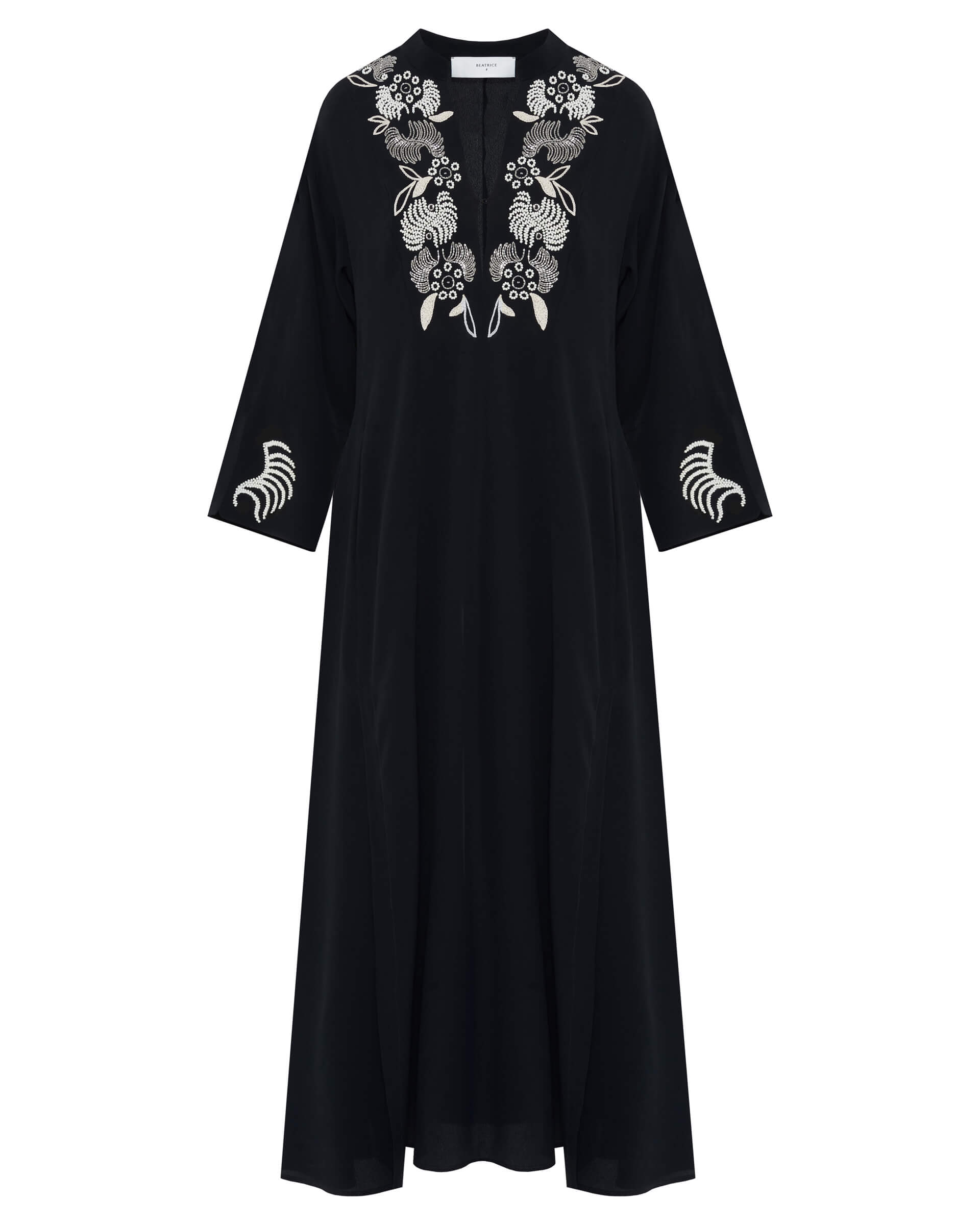 Beatrice .b - Silk Crepe De Chine Dress with Embridered Plastron Beatrice .b - Silk Crepe De Chine Dress with Embridered Plastron