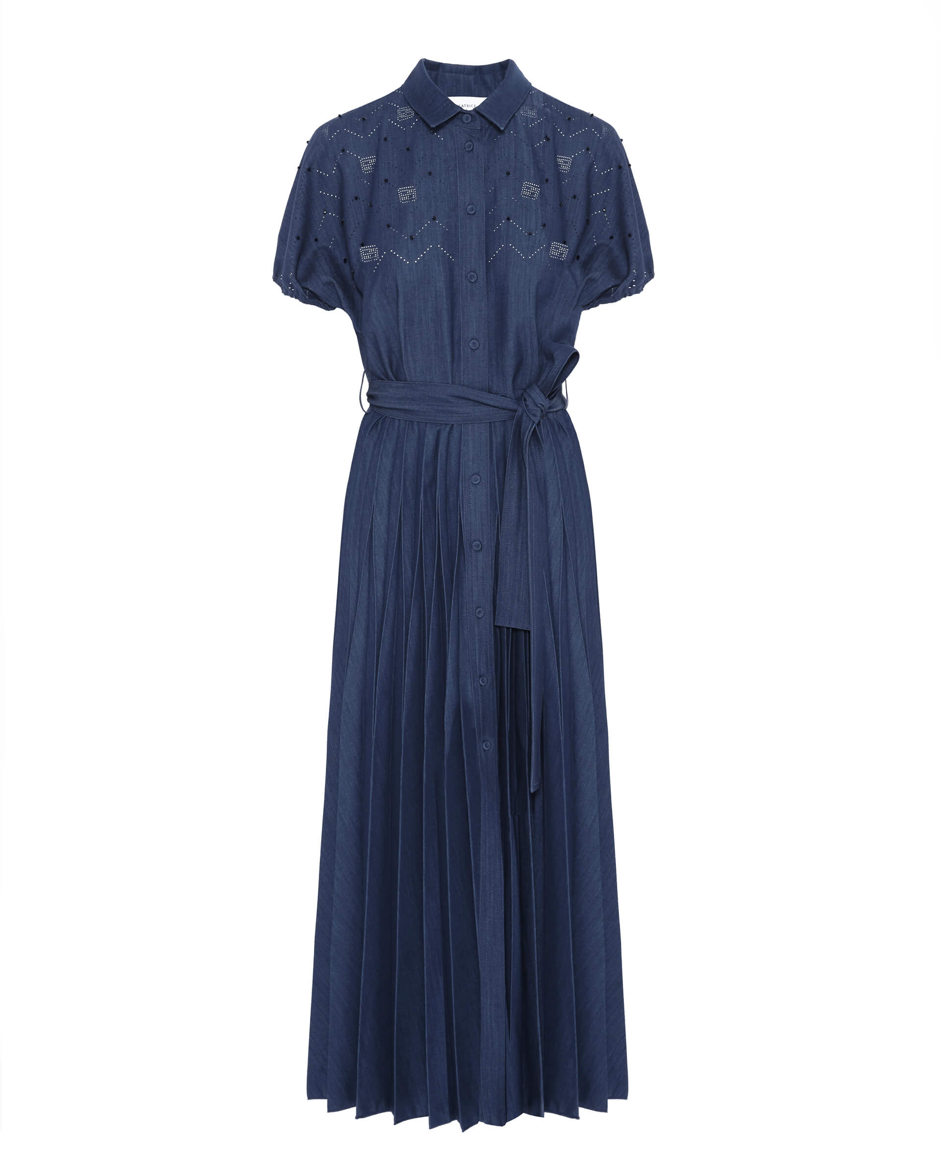 Beatrice .b - Pleated and Hand-Embroidered Denim Dress Beatrice .b - Pleated and Hand-Embroidered Denim Dress