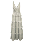 LUREX PLEATED DRESS WITH RUFFLES