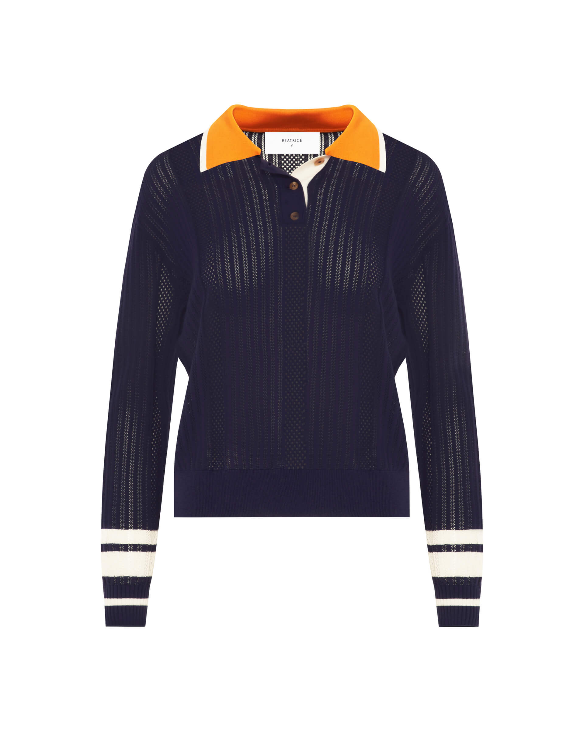 Beatrice .b - Perforated Silk Blend Polo with Contrasting Accents