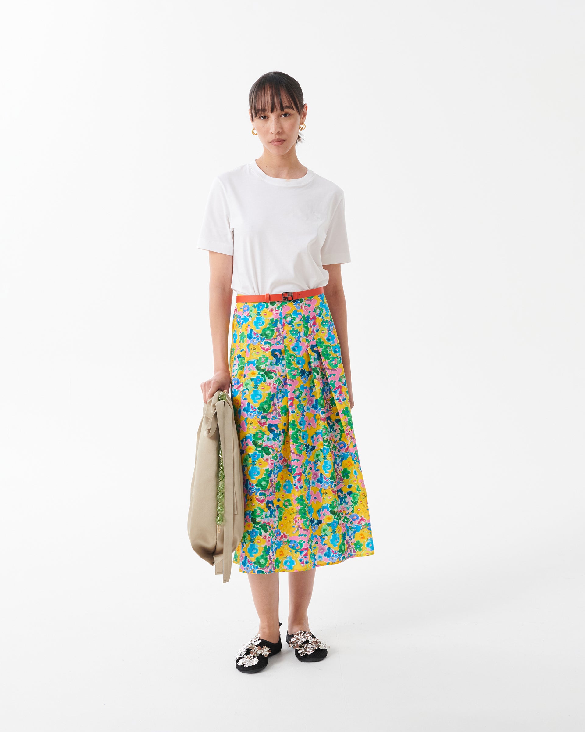 PLEATED PRINTED SKIRT