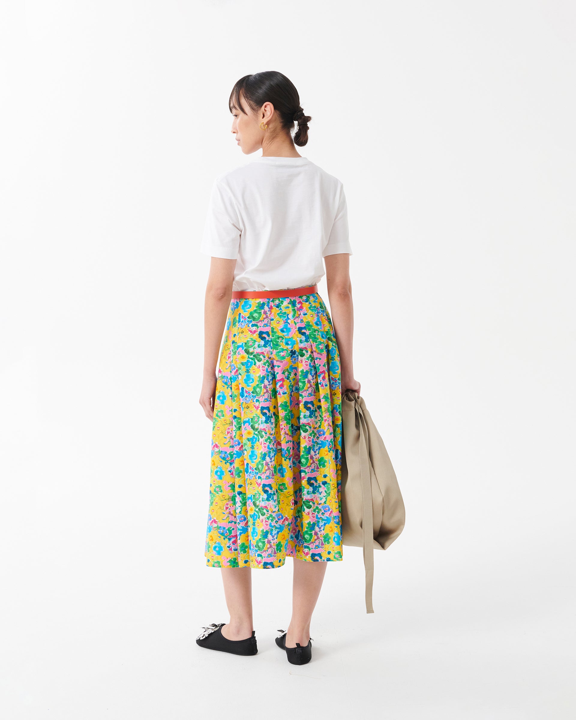 PLEATED PRINTED SKIRT