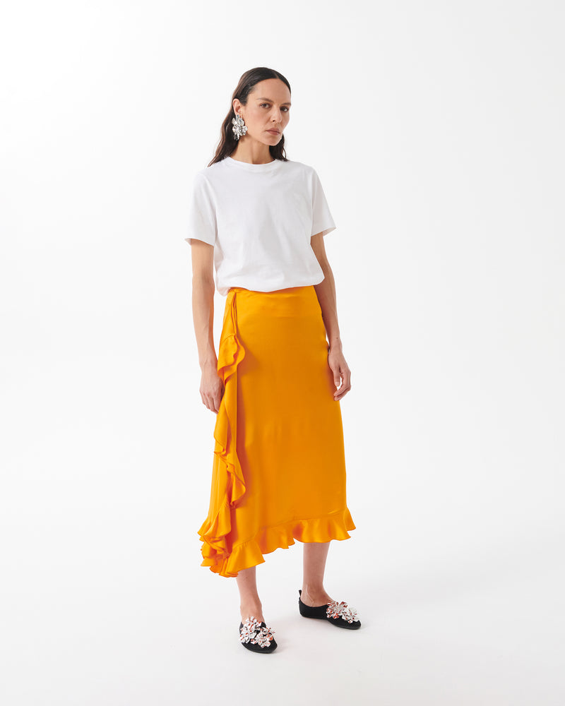 Skirt with Flounce and Enver Satin Rouches