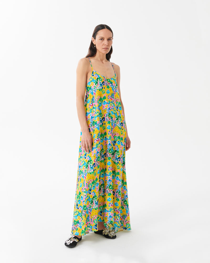 SLIP DRESS IN PRINTED MULTICOLOUR VISCOSE