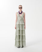 LUREX PLEATED DRESS WITH RUFFLES