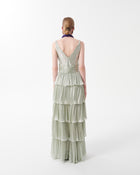 LUREX PLEATED DRESS WITH RUFFLES