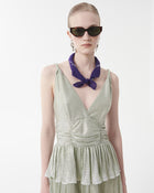 LUREX PLEATED DRESS WITH RUFFLES