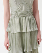 LUREX PLEATED DRESS WITH RUFFLES
