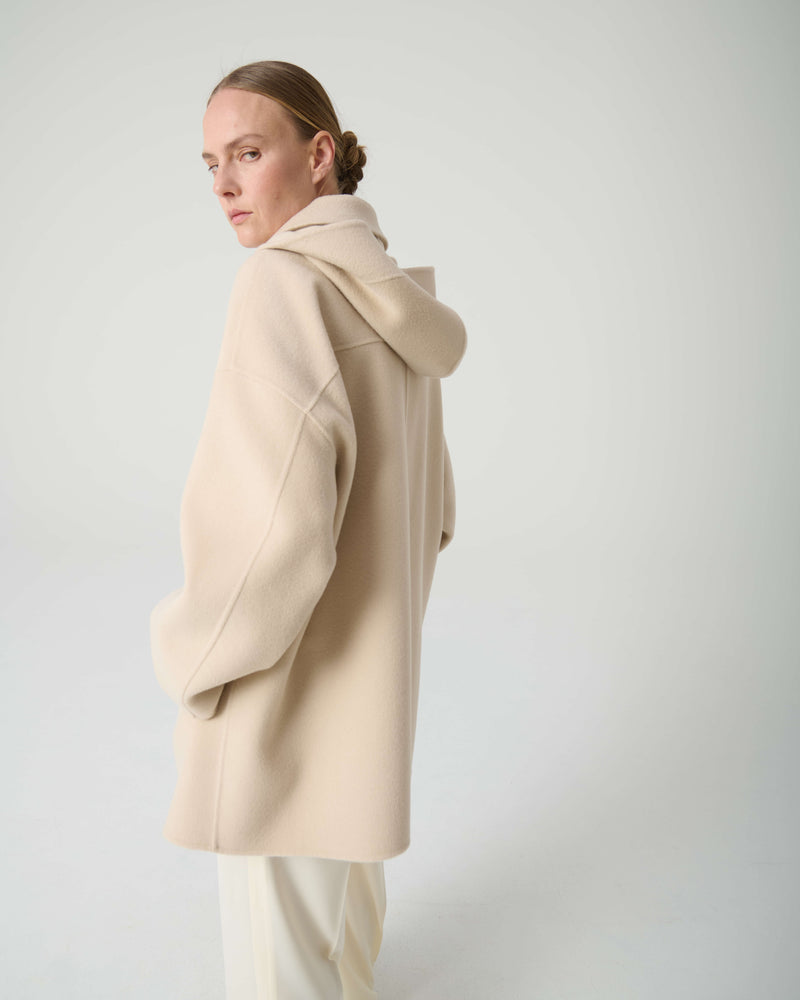 SHORT DOUBLE COAT WITH HOOD