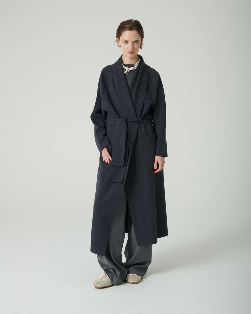 CAPPOTTO CON CINTURA IN MAGLIA