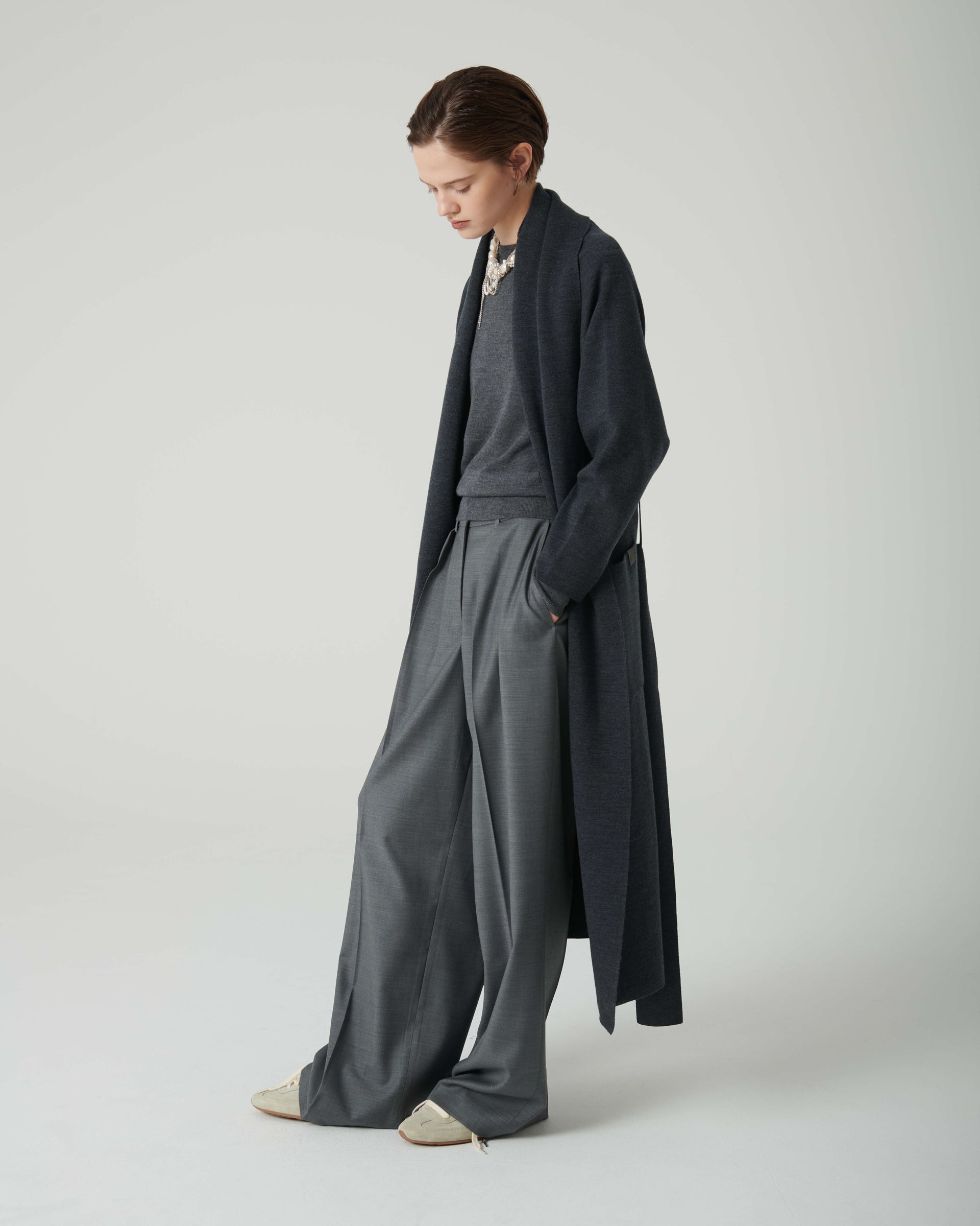 CAPPOTTO CON CINTURA IN MAGLIA