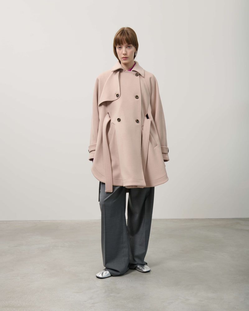 CAPE WITH RECYCLED WOOL BELT