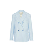 DOUBLE-BREASTED LINEN AND COTTON BLEND BLAZER