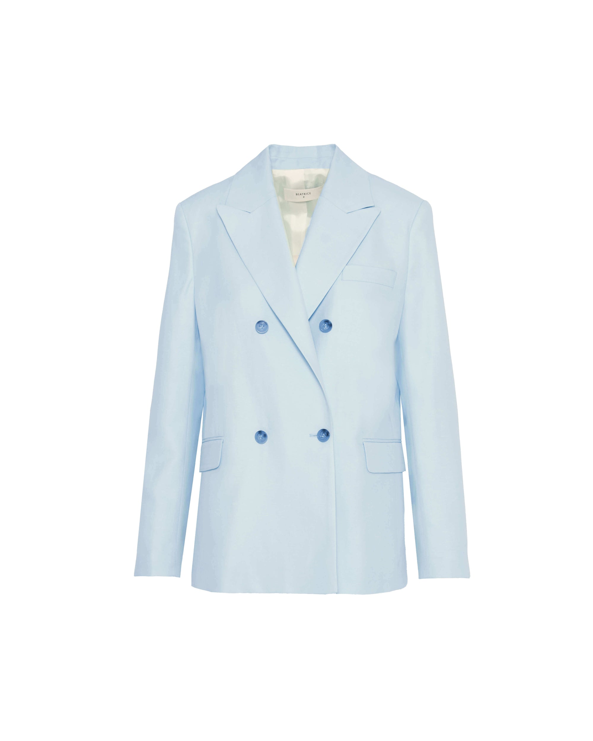 DOUBLE-BREASTED LINEN AND COTTON BLEND BLAZER