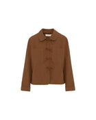 SHORT LINEN BLEND JACKET WITH BOWS