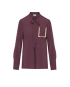 CAMICIA IN CREPE CON FIOCCO E DETTAGLIO IN PIZZO