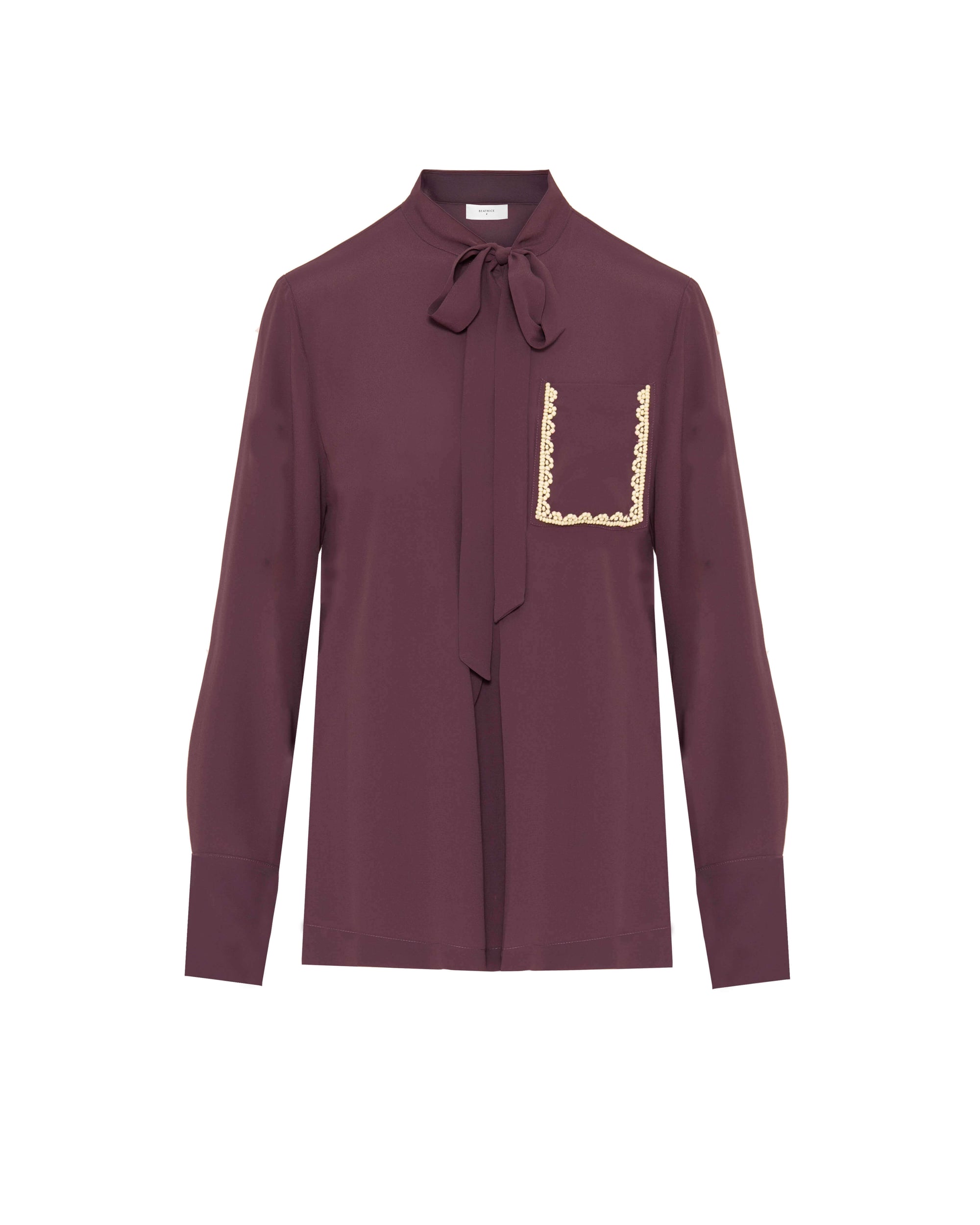 CAMICIA IN CREPE CON FIOCCO E DETTAGLIO IN PIZZO