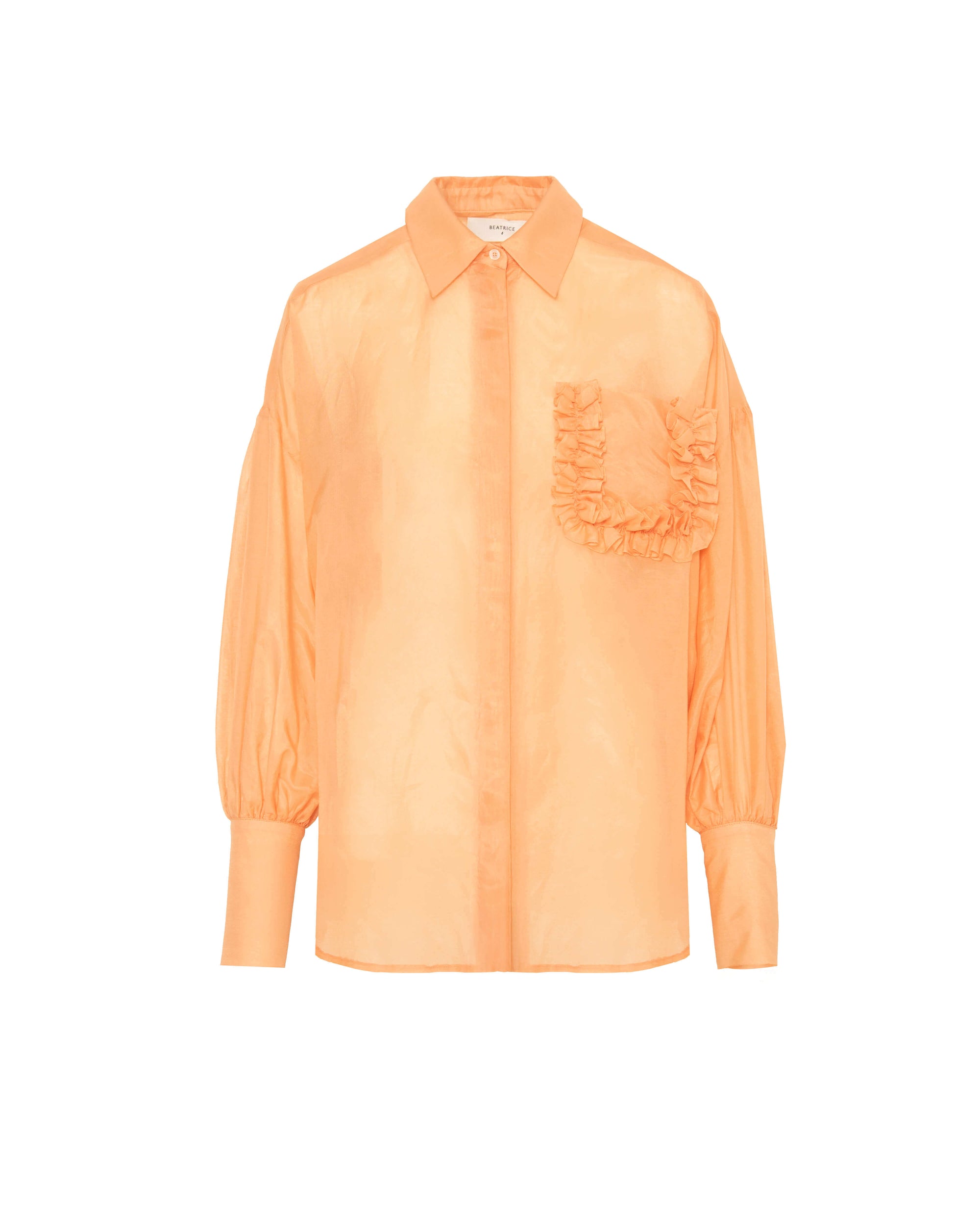 COTTON ORGANZA SHIRT WITH RUFFLED POCKET