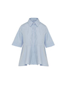 LIGHT BLUE COTTON FLARED SHIRT