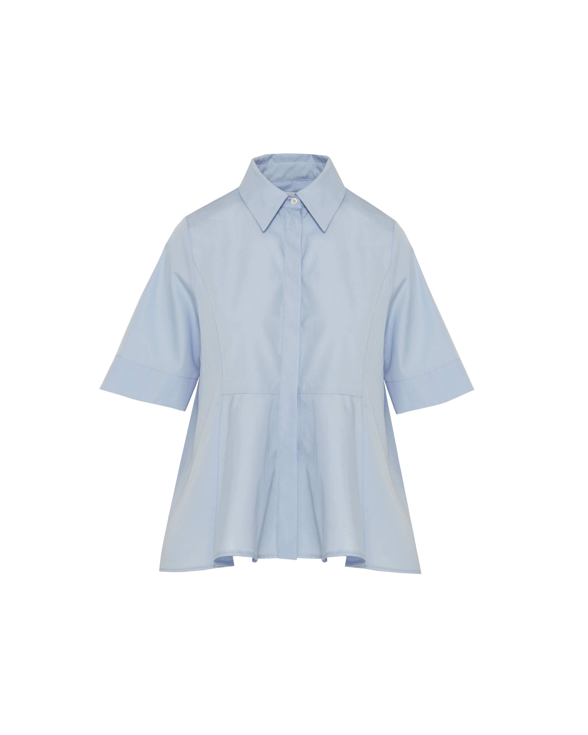 LIGHT BLUE COTTON FLARED SHIRT