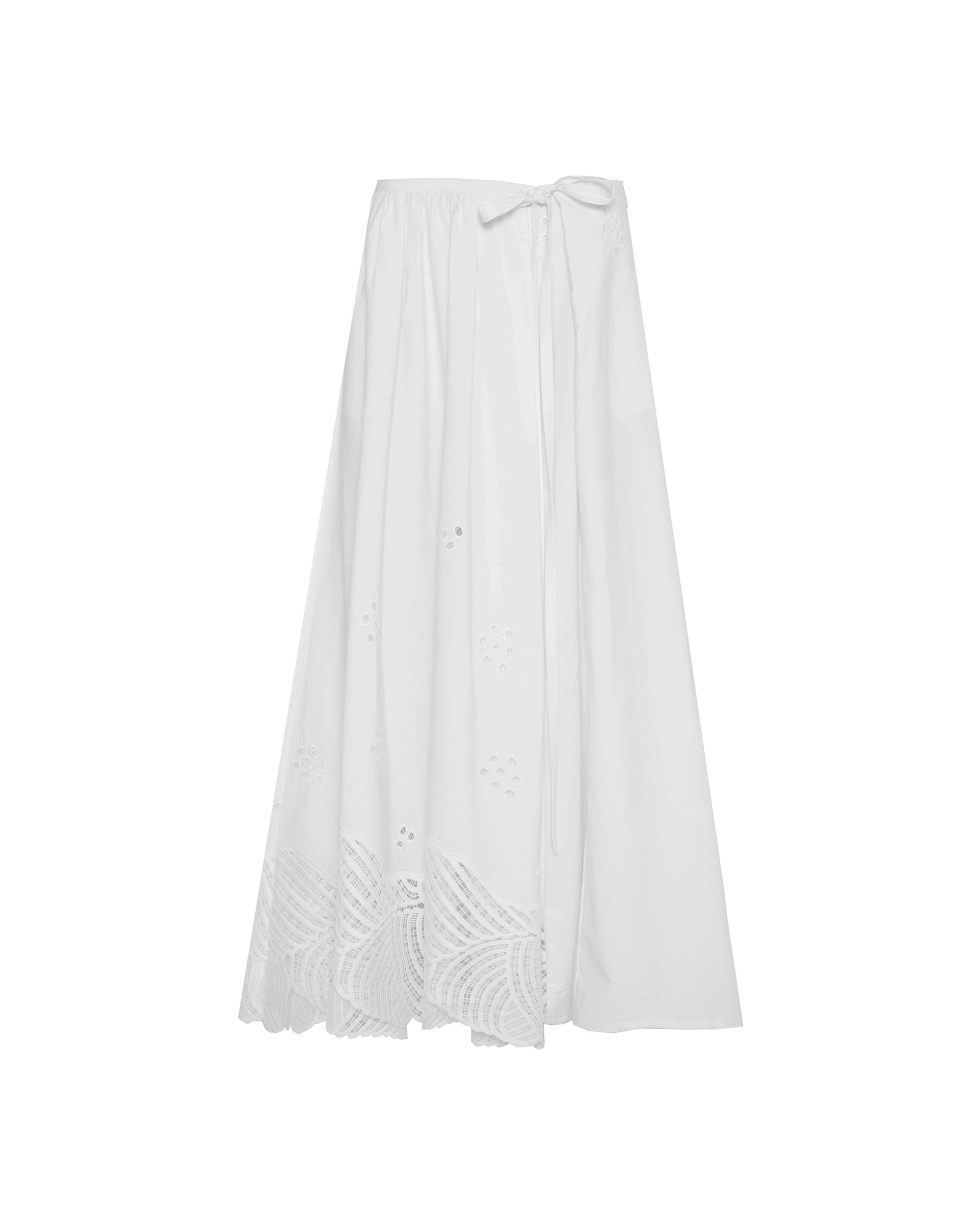 LONG SKIRT WITH EMBROIDERY AND WAIST TIE