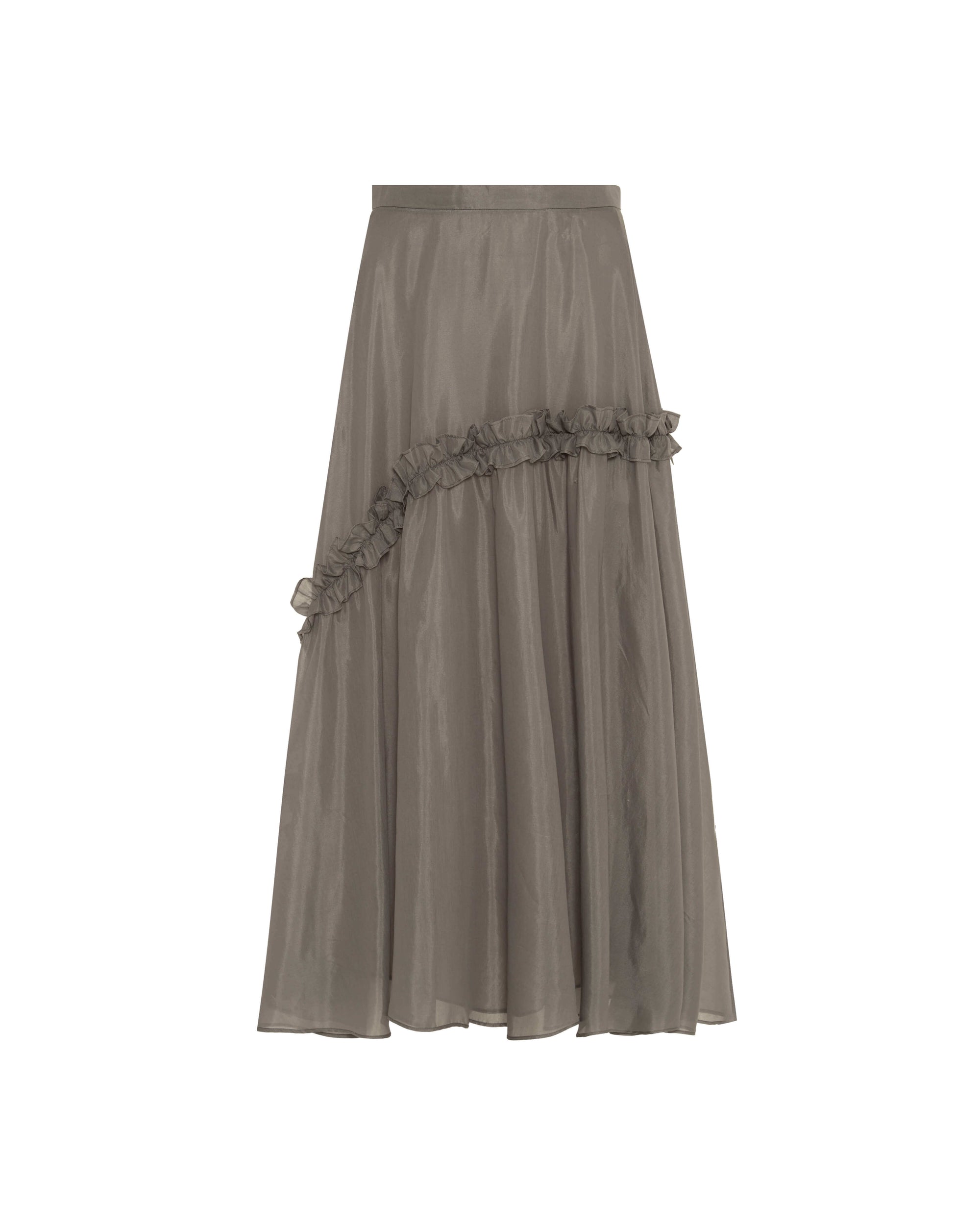 MIDI SKIRT WITH DIAGONAL RUFFLE