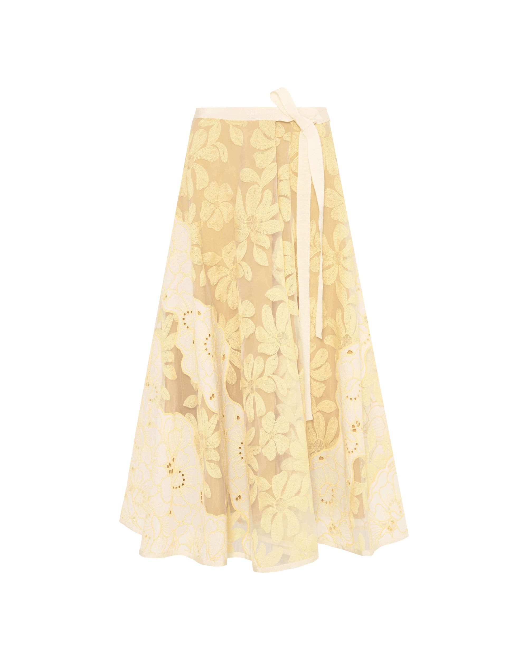EMBROIDERED ORGANZA MIDI SKIRT