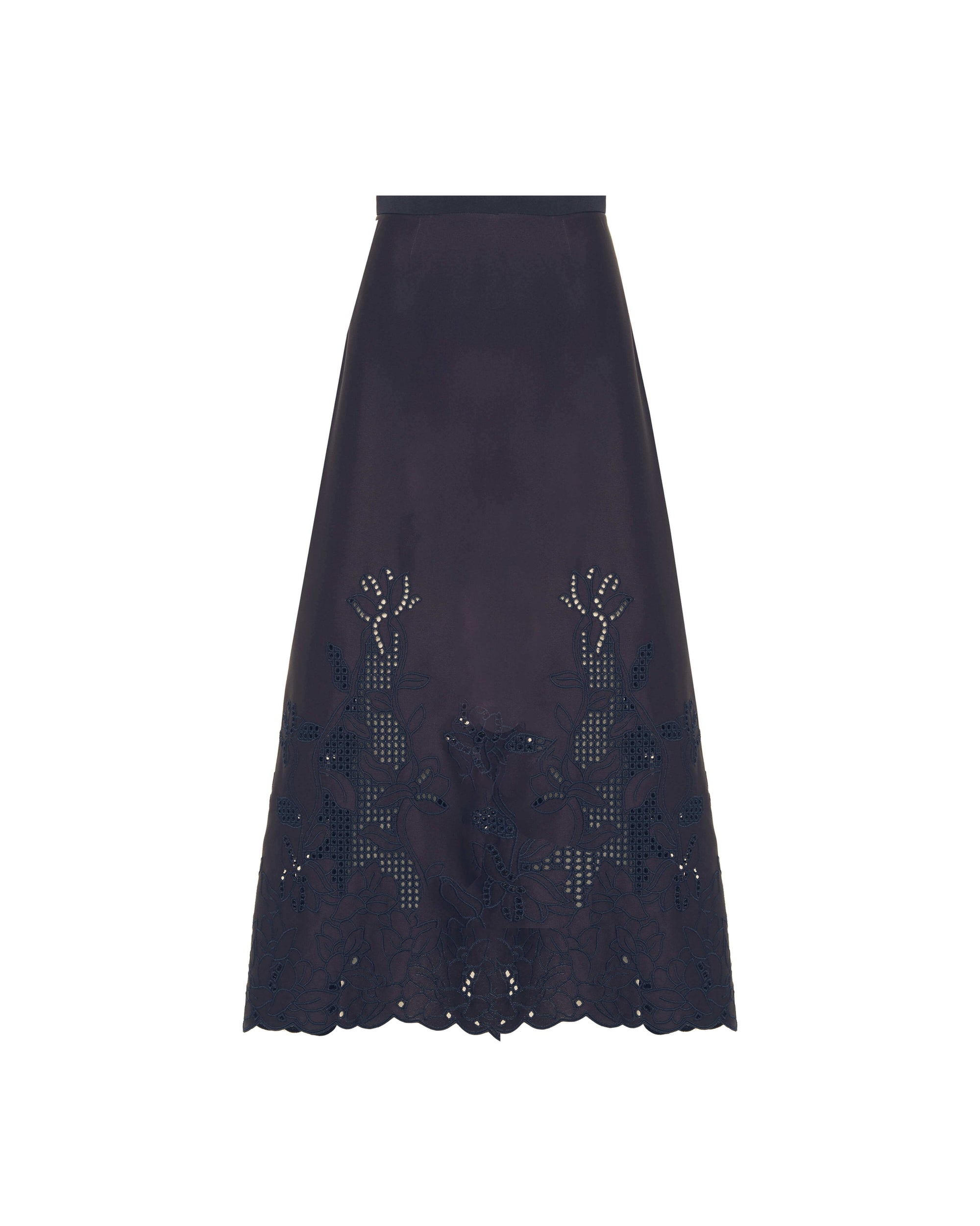 MIDI SKIRT WITH CUT-OUT EMBROIDERY