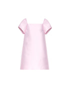 SHORT DUCHESSE DRESS WITH STRUCTURED SLEEVES