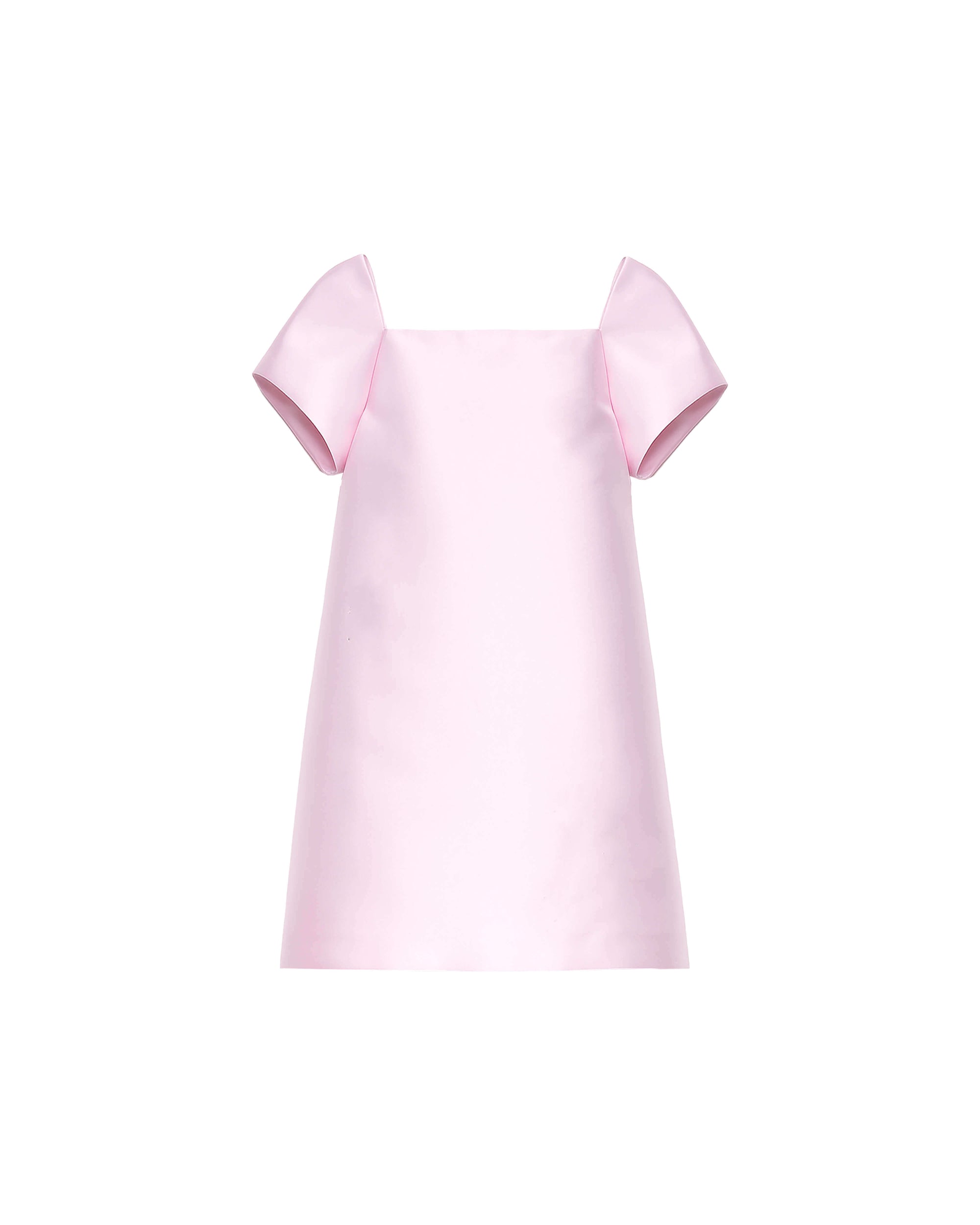 SHORT DUCHESSE DRESS WITH STRUCTURED SLEEVES