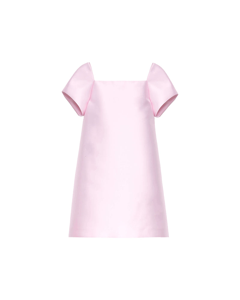 SHORT DUCHESSE DRESS WITH STRUCTURED SLEEVES