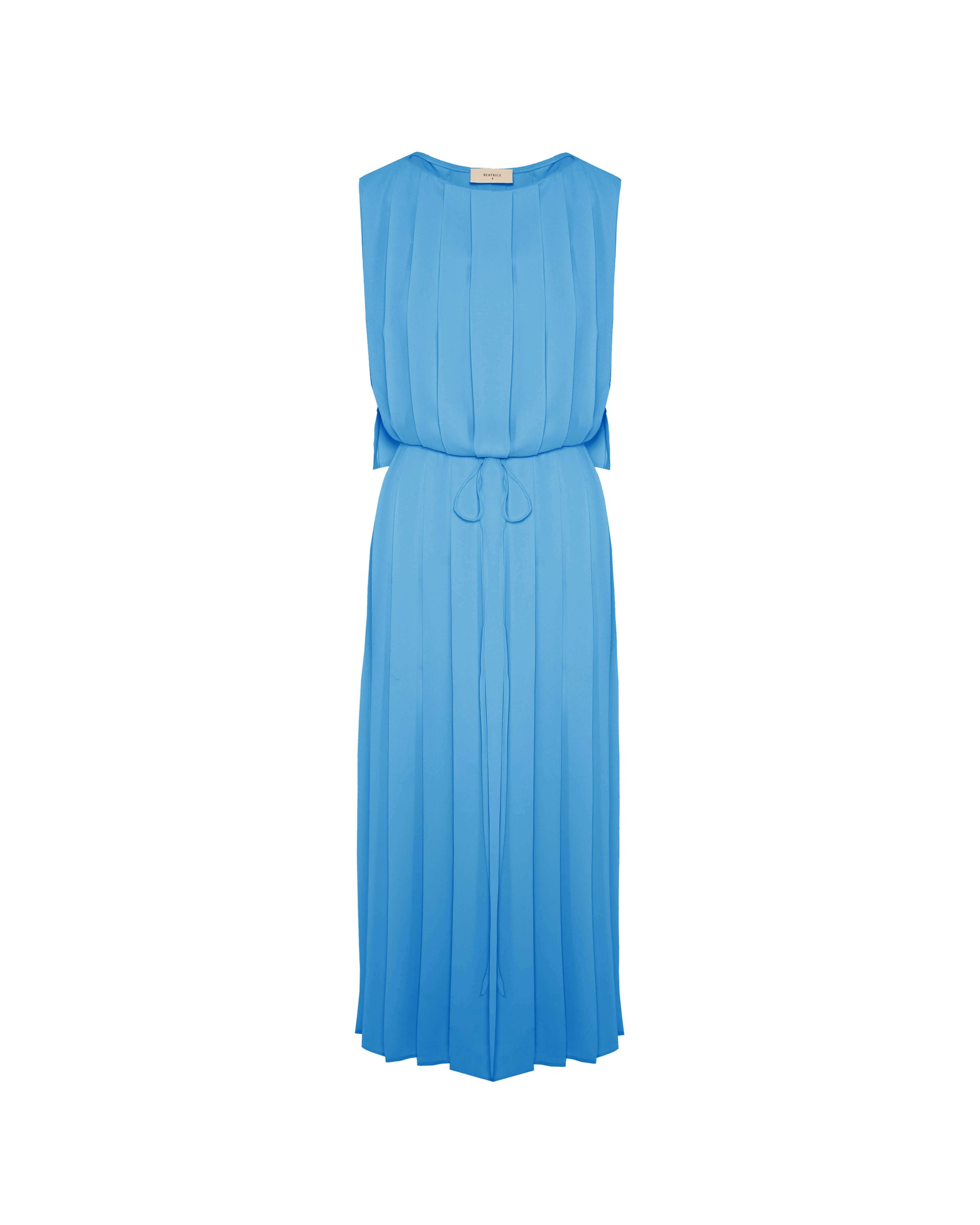 PLEATED LONG DRESS WITH WAIST TIE