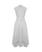 SLEEVELESS LONG DRESS WITH FLORAL EMBROIDERY