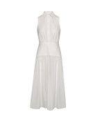 SLEEVELESS SHIRT DRESS WITH GATHERED SKIRT