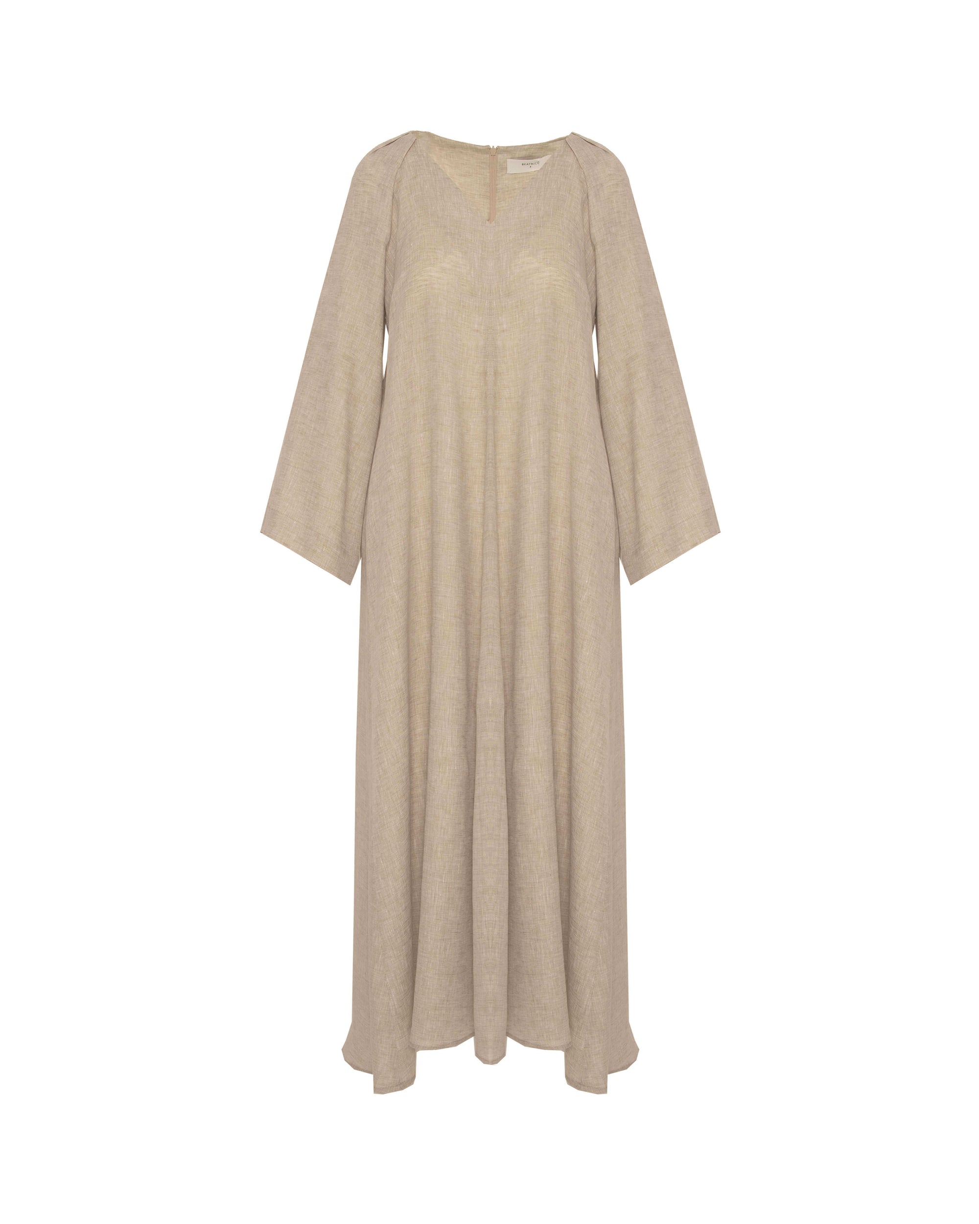 LONG DRESS WITH SIDE EMBROIDERY ON SLEEVES