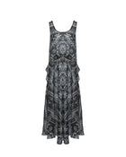 ABITO MIDI CON STAMPA E VOLANT LATERALI